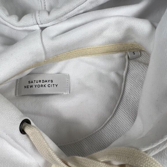 NWT Saturdays NYC White Ditch Handshake Long Sleeve‎ Pullover Hoodie Men’s Small - Picture 12 of 16